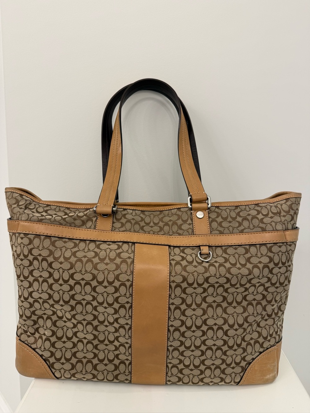 Coach monogram tote bag (used as diaper bag or work bag that fits a 16” laptop)